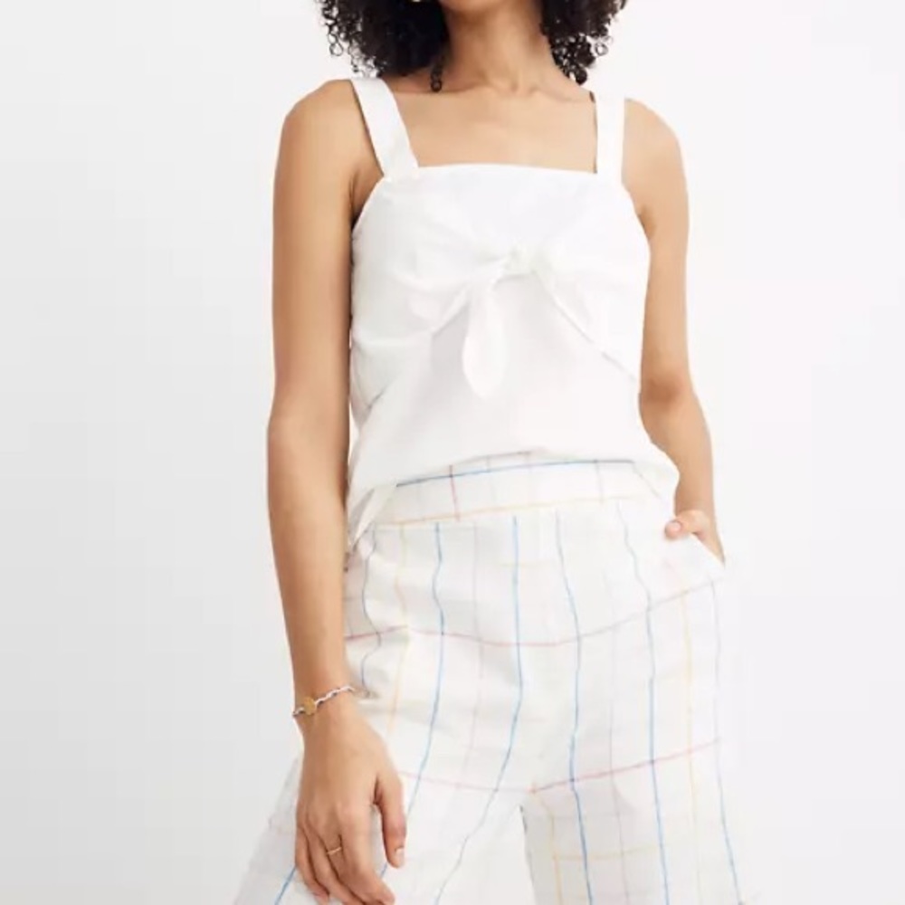 Madewell White Tie Front Cami Top, size 16